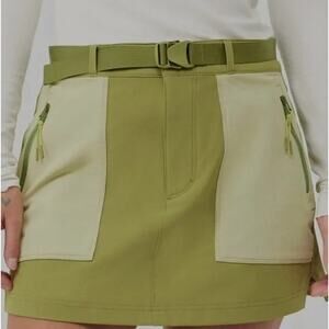 Outdoor Voices Rectrek Belted Terrastretch Mini Skirt Juniper Flax Womens Sz XL